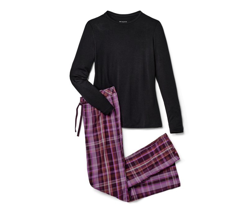 Tchibo - Web-Pyjama - Damen - Gr. L - dunkellila