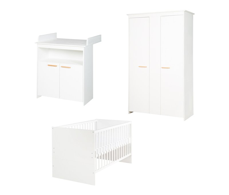 roba »Anton« Kinderzimmerset Bett - 78,5x142x80cm - weiß - Holz / Buchenholz