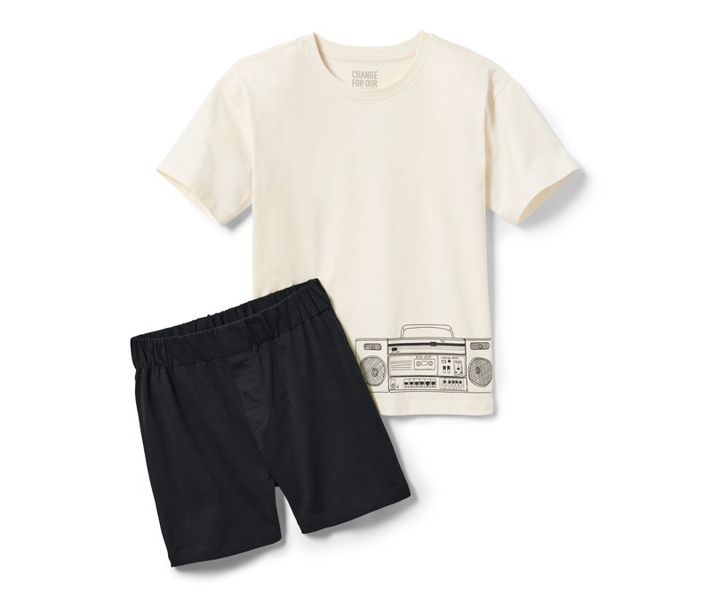 Tchibo - Kinder-Pyjama - Jungen - Gr. 122/128 - creme/print