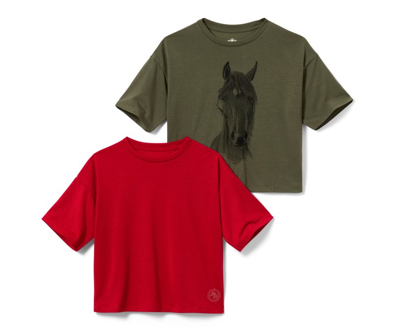 Tchibo - 2 Kinder-Funktionsshirts - Mädchen - Gr. 146/152 - olivgrün