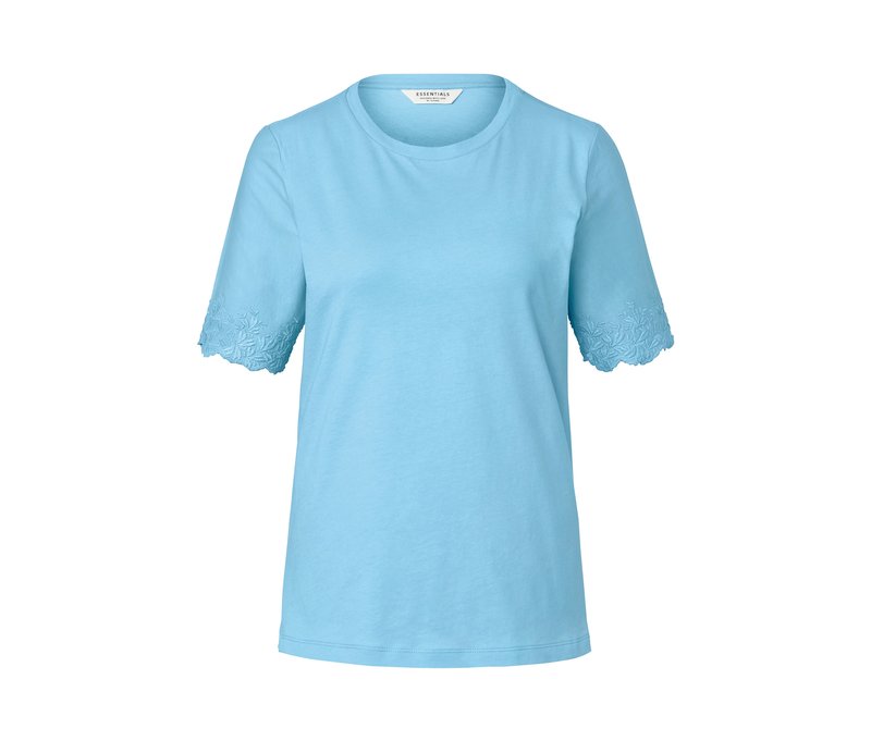 Tchibo - Shirt mit Stickerei - Damen - Gr. XL - hellblau
