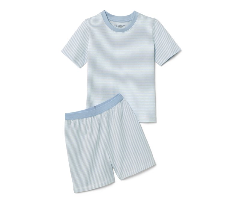 Tchibo - Kinder-Shorty-Pyjama - Gr. 122/128 - hellblau/gestreift