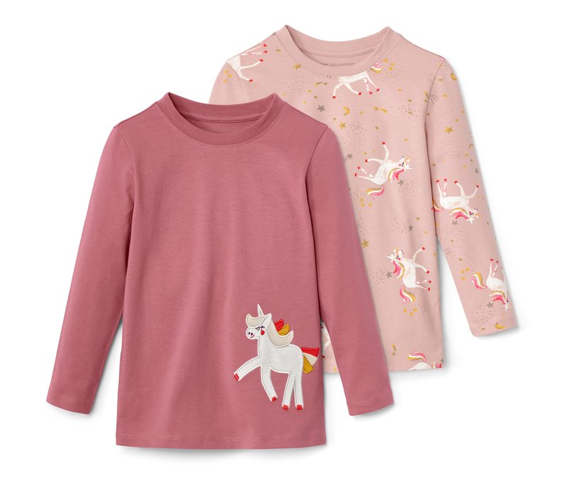 Tchibo - 2 Langarmshirts - Baby - Gr. 86/92 - dunkelrosa