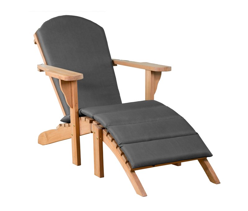 deVries Teak-Adirondack inkl. Auflage - 73x141x86cm - taupe - Holz / Polyester / Polyurethan