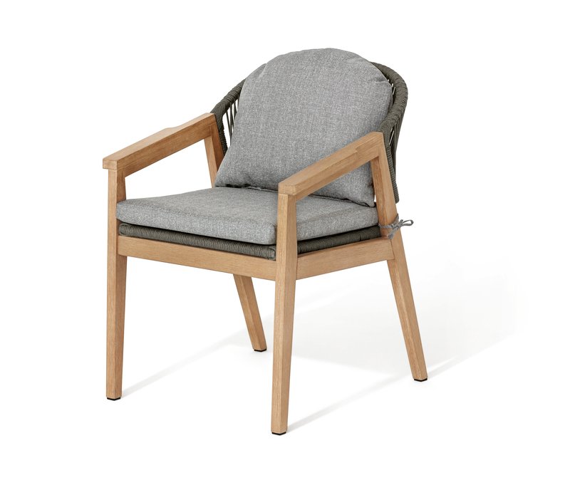 Tchibo - Dining-Sessel mit runder Rückenlehne und Textilgeflecht - 60x69x84cm - hellgrau - Eukalyptus-Massivholz / Stahl / Polypropylen