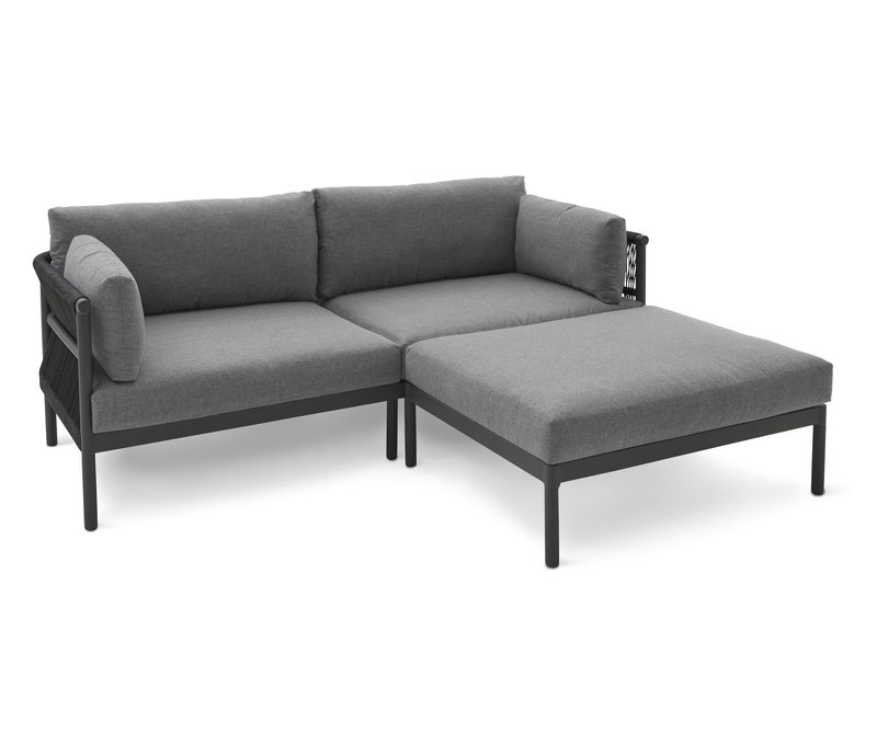 Tchibo - Komfortables Gartensofa mit separatem Hocker - 187x76,1x73,2cm - dunkelgrau - Aluminium / Stahl / Polyester