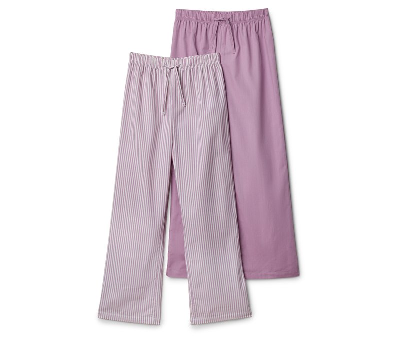 Tchibo - 2 Kinder-Pyjamahosen - Mädchen - Gr. 134/140 - hellgrau