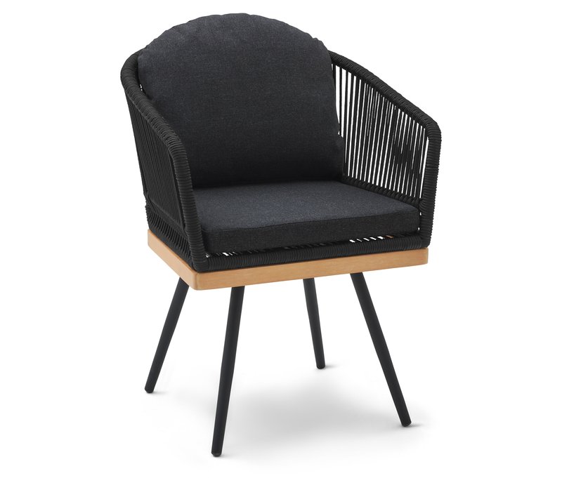 Tchibo - Drehbarer Gartenstuhl mit Textilgeflecht - 61x62x81cm - schwarz - Stahl / Polypropylen / Polyester