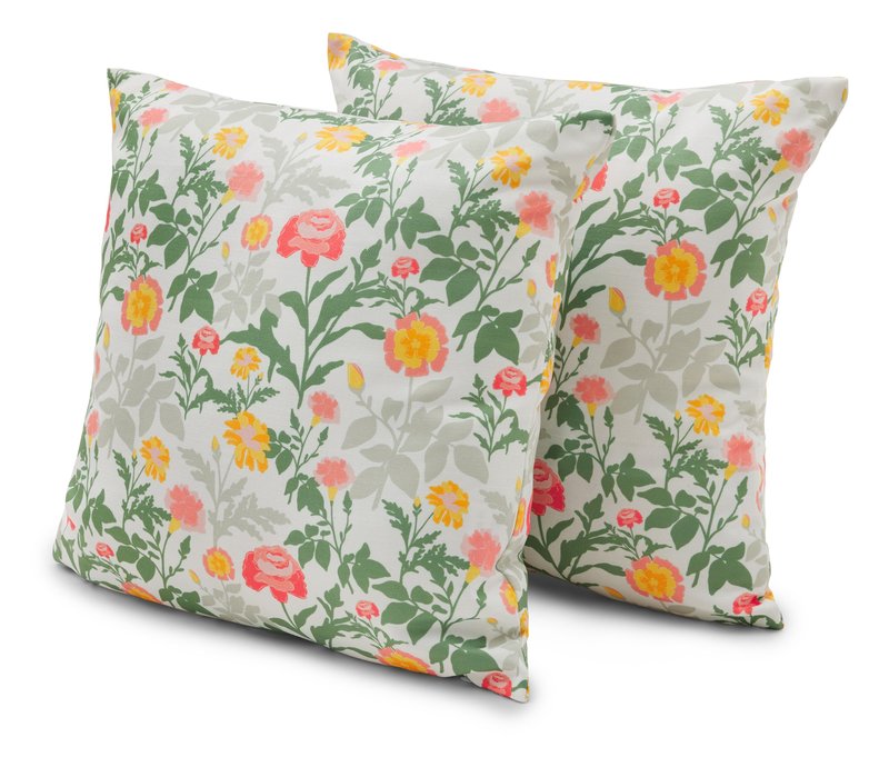Tchibo - 2 Outdoor-Kissen mit floralem Muster - orange