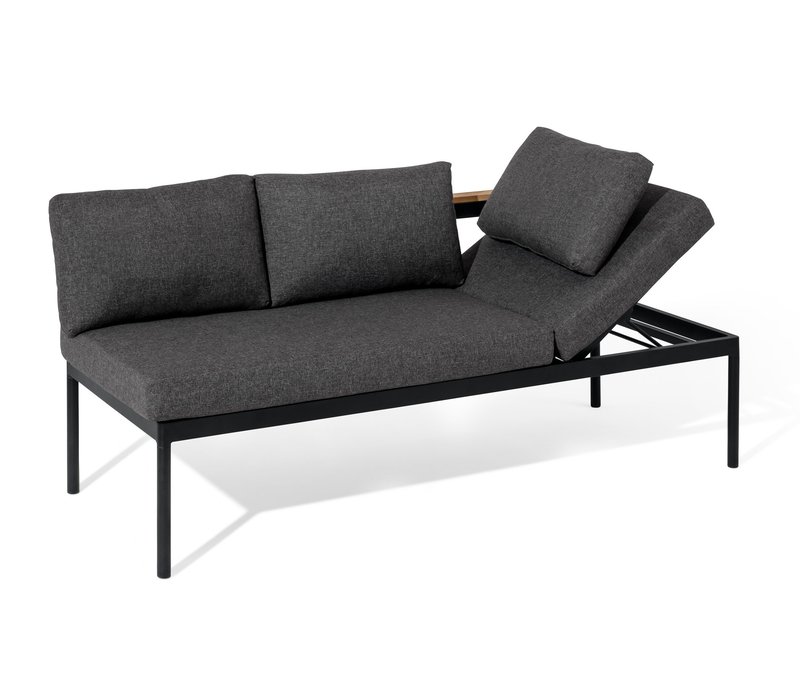 Tchibo - 2-in-1-Gartenbank ‒ Sonnenliege »Elin« - 181x81,3x87,7cm - anthrazit - Aluminium / Eukalyptus-Massivholz / Stahl
