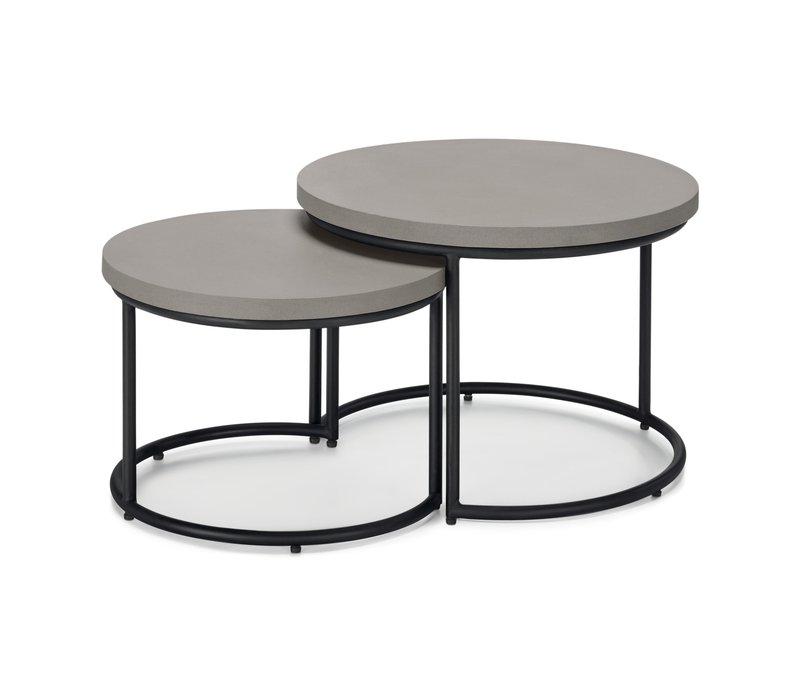Tchibo - 2 Garten-Couchtische mit Polyzement-Tischplatte - 69x69x50,5cm - schwarz - Stahl / Polyzement / Polypropylen