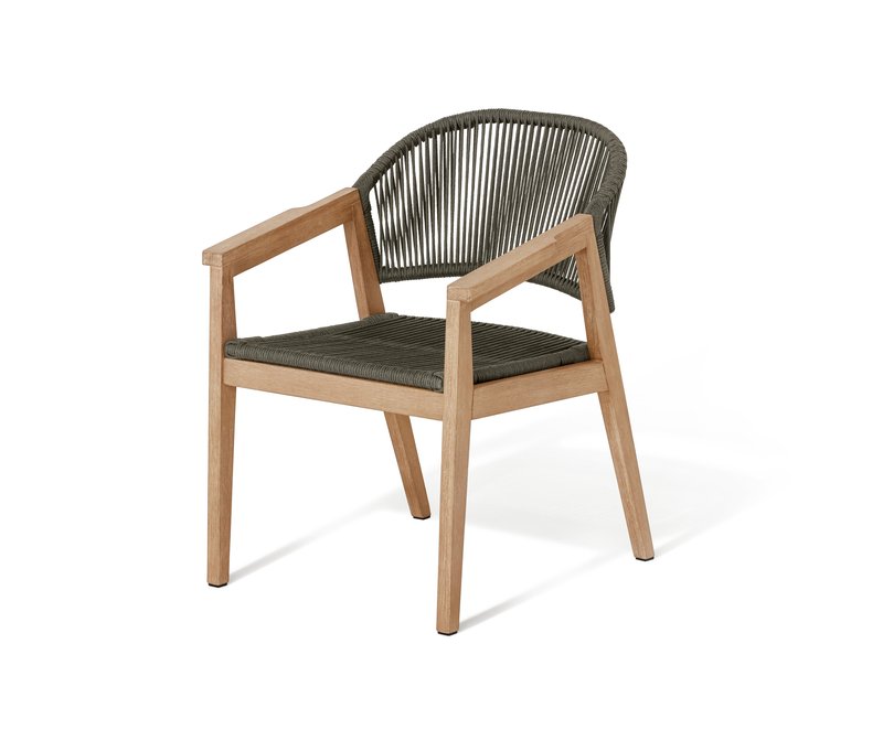 Tchibo - Komfort-Gartenstuhl mit Textilgeflecht - 60x69x84cm - hellgrau - Eukalyptus-Massivholz / Stahl / Polypropylen