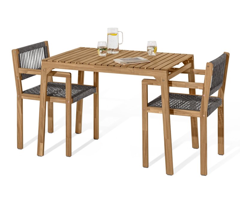 Tchibo - Balkon-Set mit Textilgeflecht - 110x65,6x75cm - grau - Akazienholz / Stahl / Polypropylen