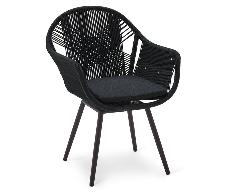 Tchibo - Drehbarer Gartenstuhl mit Textil-Kreuzgeflecht - 59x63,5x84,5cm - anthrazit - Stahl / Polypropylen / Polyester