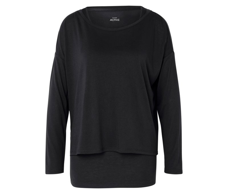 Tchibo - Da. 2-in-1-Sportshirt - Damen - Gr. XL - schwarz