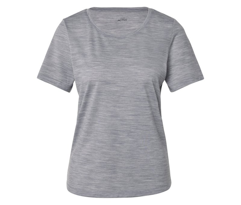 Tchibo - Funktionsshirt mit Merinowolle - Damen - Gr. M - hellgrau