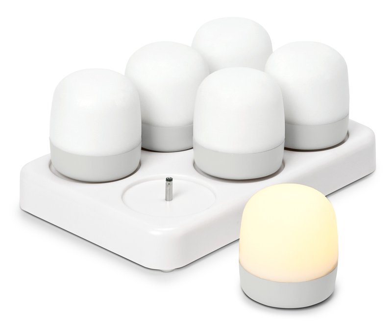 Tchibo - 6 LED-Outdoor-Akku-Teelichter - creme