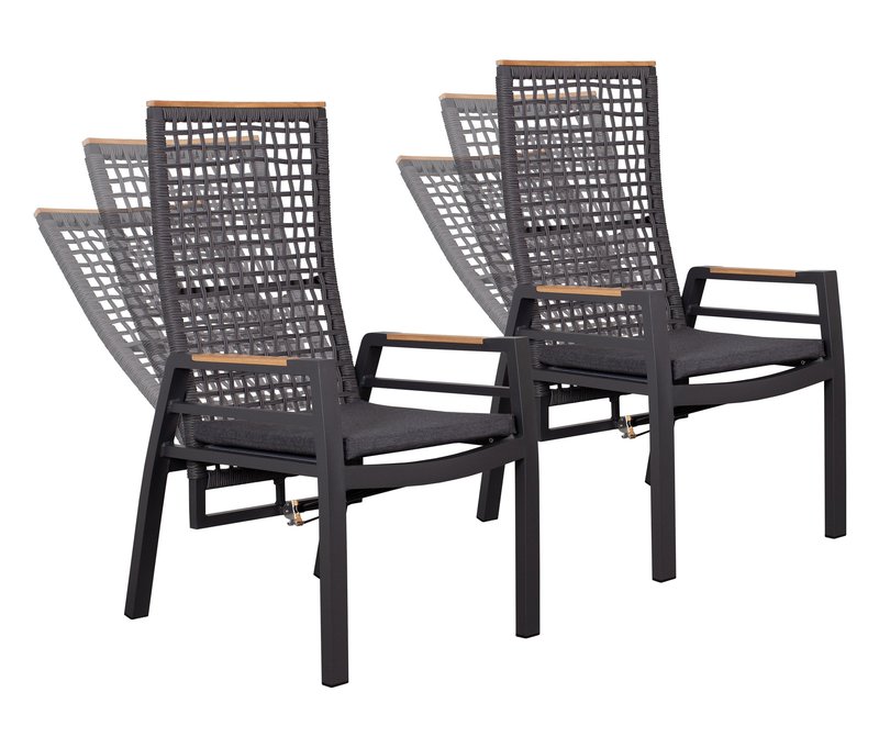 deVries Gartenstühle - 60x62x109cm - anthrazit - Aluminium / Polyester / Polyurethan
