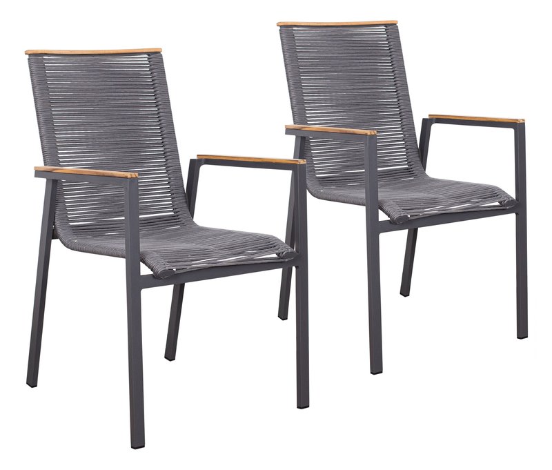 deVries Gartenstühle - 55x66x87cm - anthrazit - Aluminium / Holz