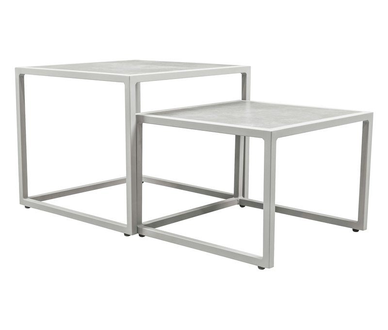 deVries Beistelltische - 1x43x50cm - hellgrau - Aluminium / Edelstahl