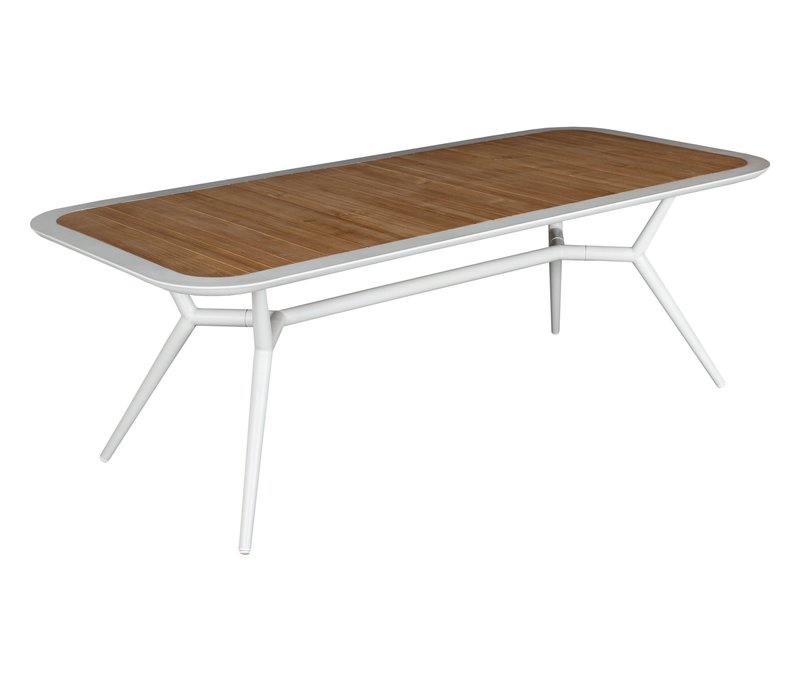 deVries Tisch - 220x100x75cm - weiß - Aluminium / Holz