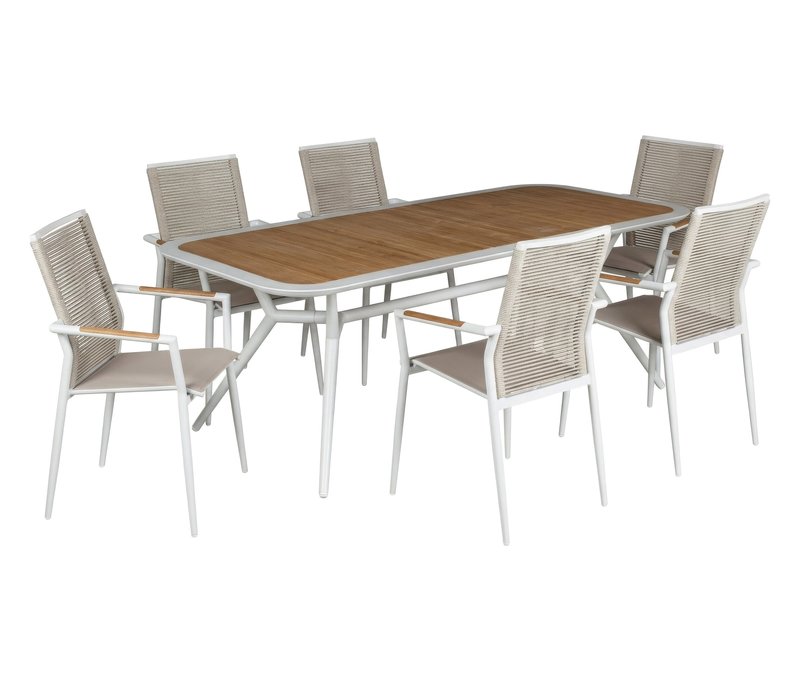 deVries Dining-Set - 58x65x92cm - beige - Aluminium / Holz / Holz