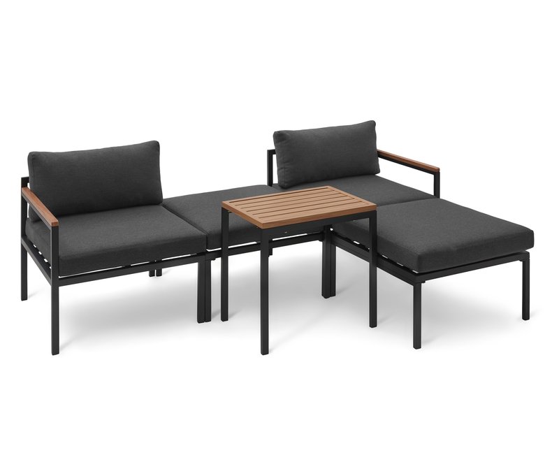 Tchibo - Modulares Garten-Lounge-Set - 182x138x77cm - anthrazit - Aluminium / Holz / Polypropylen