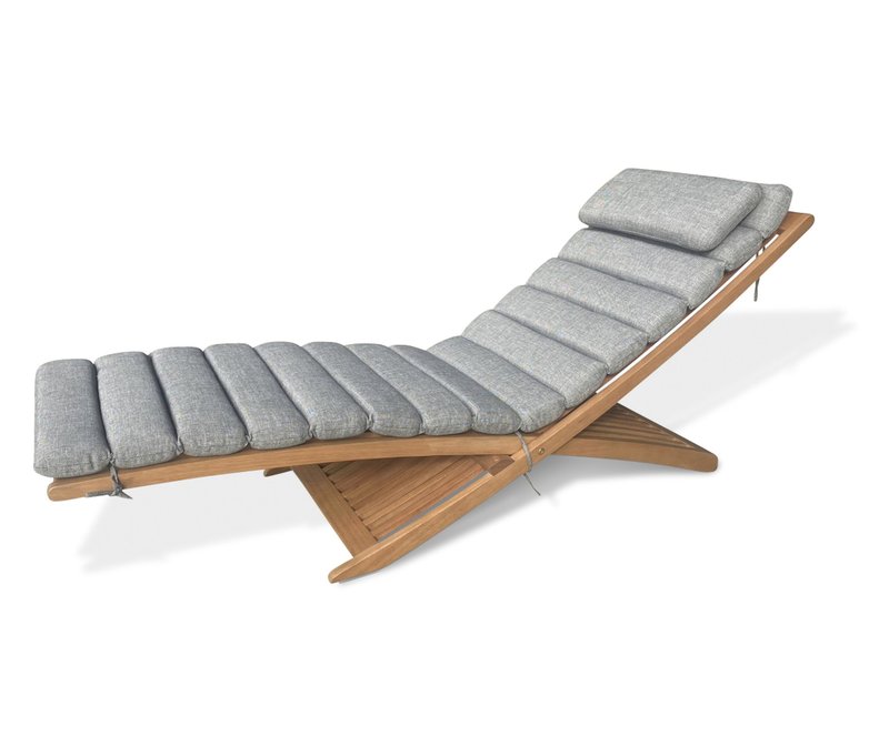 Leco Sonnenliege - 168x53x62cm - grau - Eukalyptusholz / Schaumstoff / Vlies
