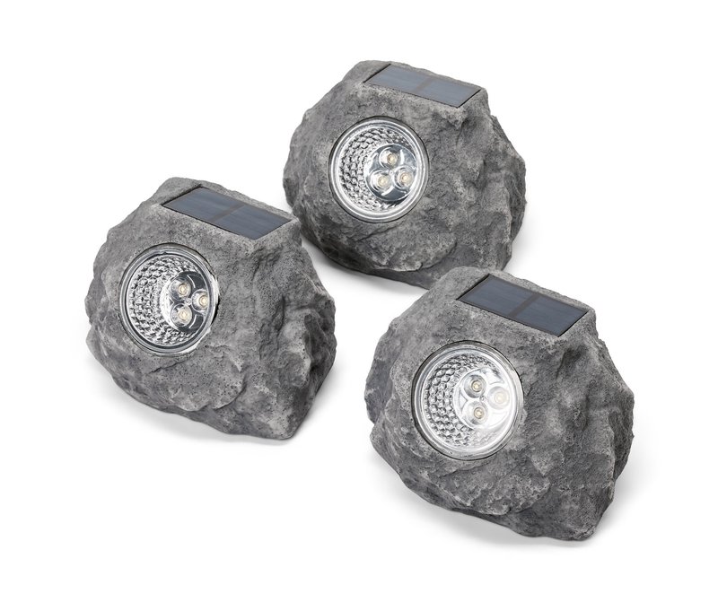 Tchibo - 3 Solar-LED-Steine - 15x11x10cm - grau - Polyresin