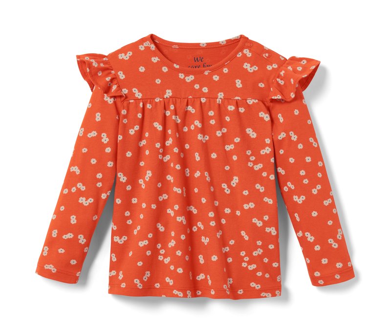Tchibo - Baby-Langarmshirt - Mädchen - Gr. 98/104 - weiß/geblümt