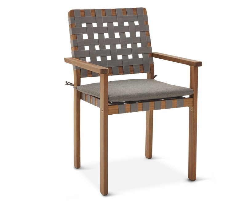 Tchibo - Stapelbarer Gartenstuhl mit Gurtgeflecht - 57,5x59x90,3cm - taupe - Akazienholz / Stahl / Polypropylen