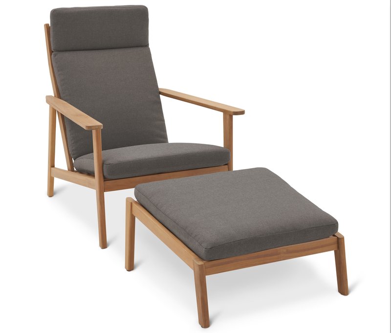 Tchibo - Komfortabler Gartensessel mit hoher Rückenlehne inkl. Fußlehne - 71x84x85cm - hellbraun - Akazienholz / Stahl / Polyester