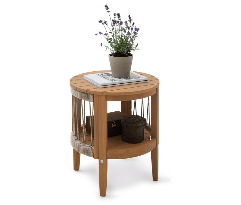 Tchibo - Garten-Beistelltisch mit abnehmbarer Tischplatte - 57x55x28,5cm - beige - Holz / Akazienholz / Polypropylen