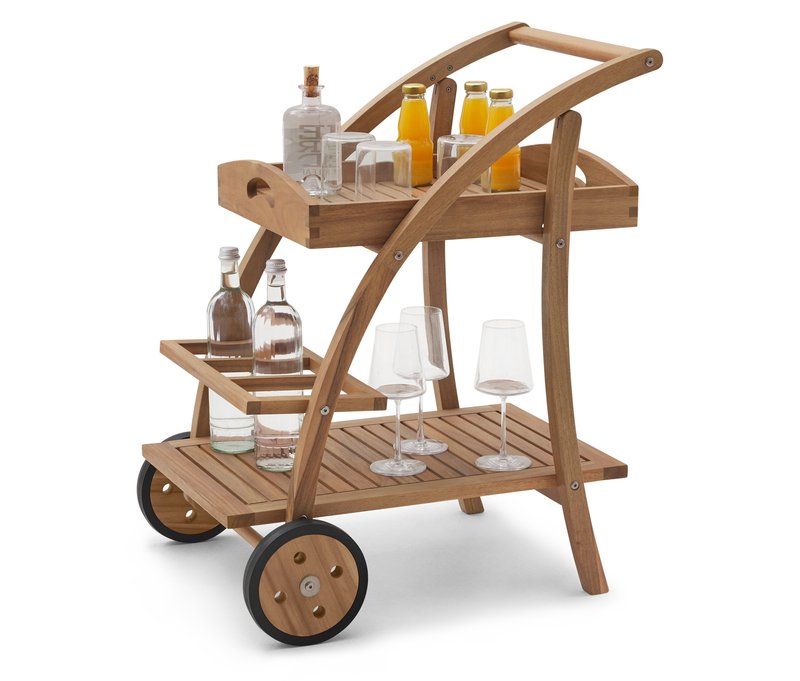 Tchibo - Barwagen mit abnehmbarem Tablett - 53x64,5x79cm - braun - Akazienholz / Stahl / Polypropylen