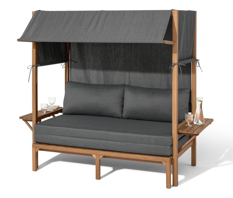 Tchibo - Lounge-Strandkorb mit ausziehbarem Fußteil - 160x85,5x170,5cm - anthrazit - Akazienholz / Polyester / Polyurethan