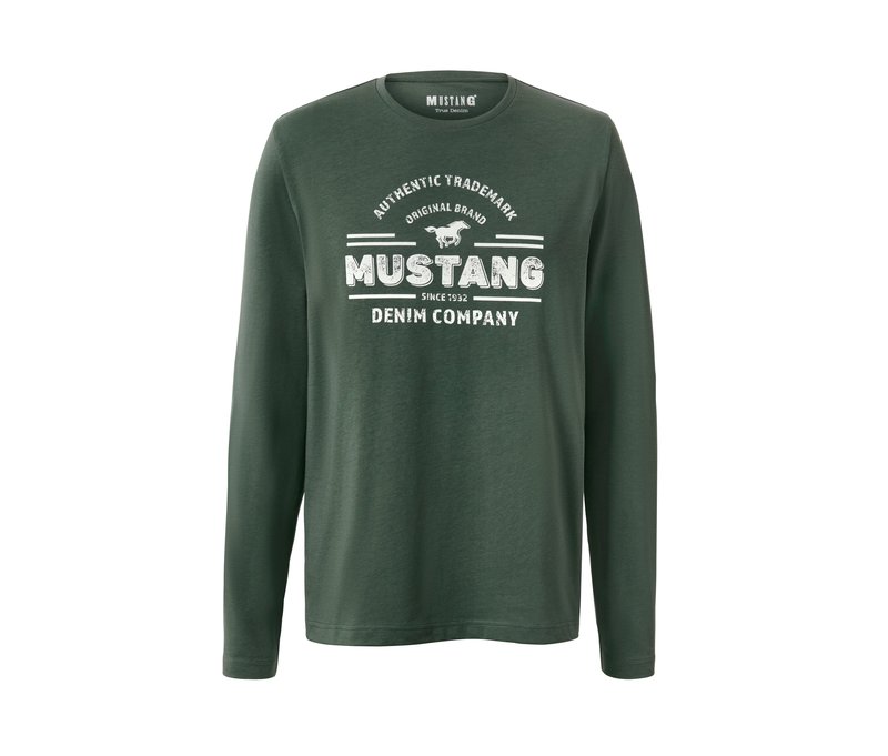 Tchibo - Longsleeve »Mustang« - Herren - Gr. M - grün/print