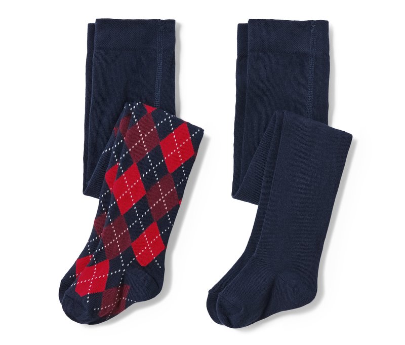 Tchibo - 2 Kinder-Strumpfhosen mit Argyle-Muster - Kinder - Gr. 146/152 - dunkelblau