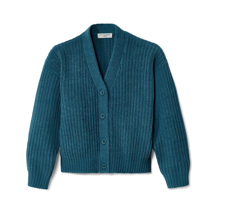 Tchibo - Kinder-Chenille-Strickjacke - Mädchen - Gr. 134/140 - blau