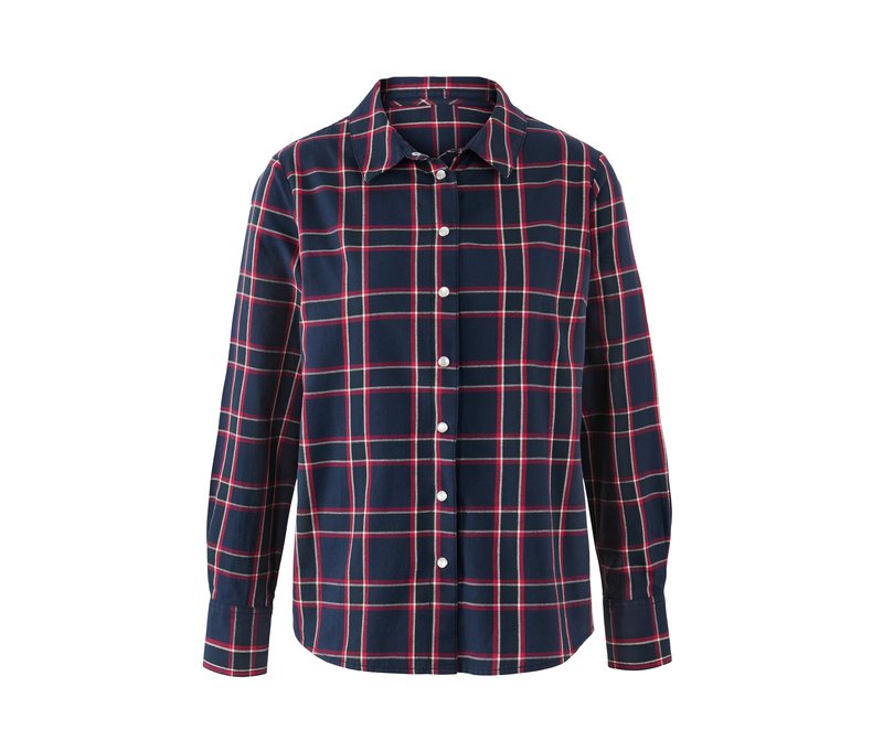 Tchibo - Karierte Bluse aus Baumwoll-Flanell - Damen - Gr. 36 - dunkelblau/kariert