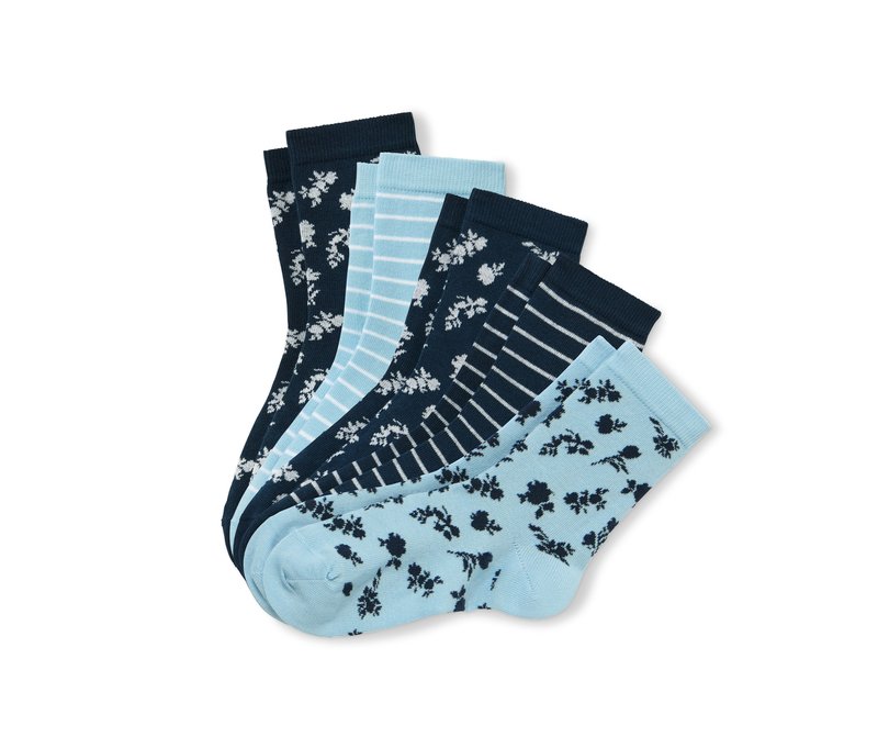 Tchibo - 5 Paar Kinder-Socken - Kinder - Gr. 35-38 - dunkelblau/geblümt