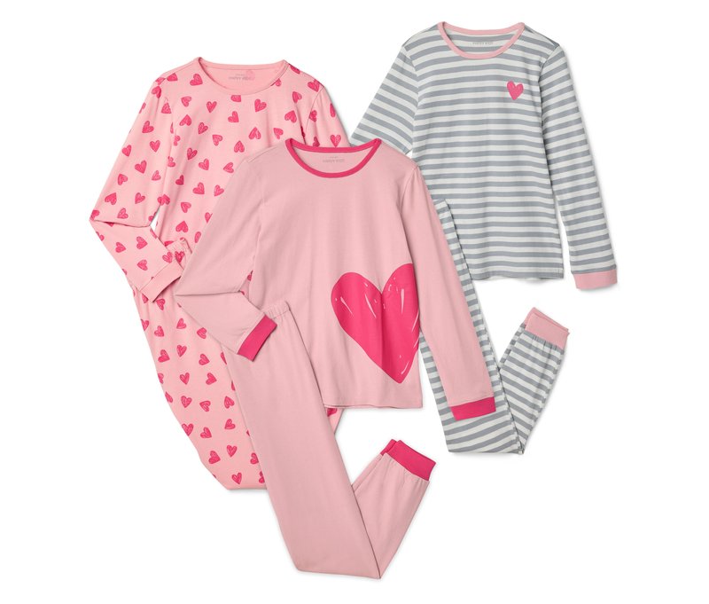 Tchibo - 3 Kinder-Pyjamas - Mädchen - Gr. 110/116 - creme