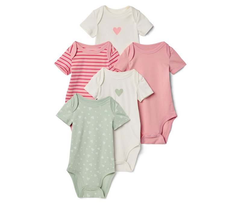 Tchibo - 5 Baby-Bodys mit Mitwachsfunktion - Baby - Gr. 62/68 - hellgrau/print