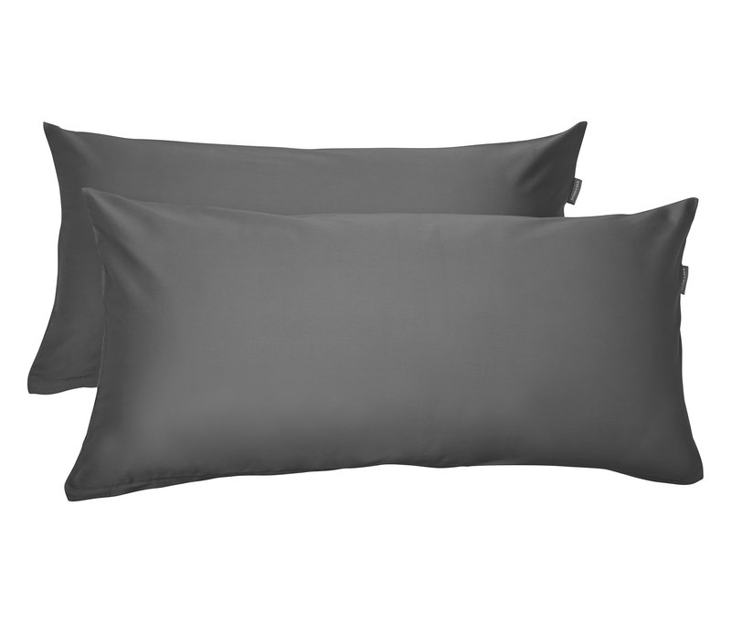 2 Schiesser Satin-Kopfkissenbezüge »Ella« - dunkelgrau