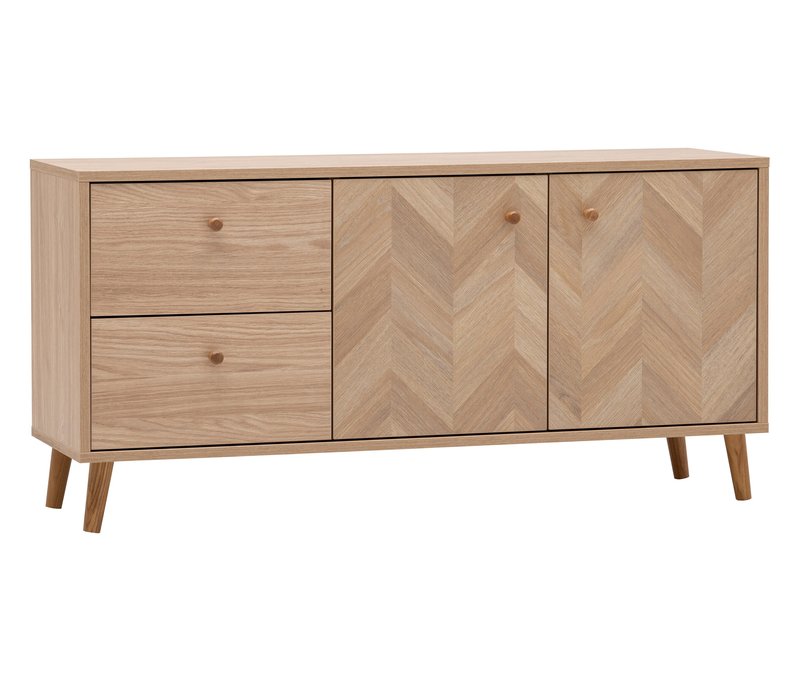 Tchibo - Lowboard »Visby« Eichen-Fischgräten-Dekor - 109x33x54,1cm - braun - Holz / Eichenholz / Metall