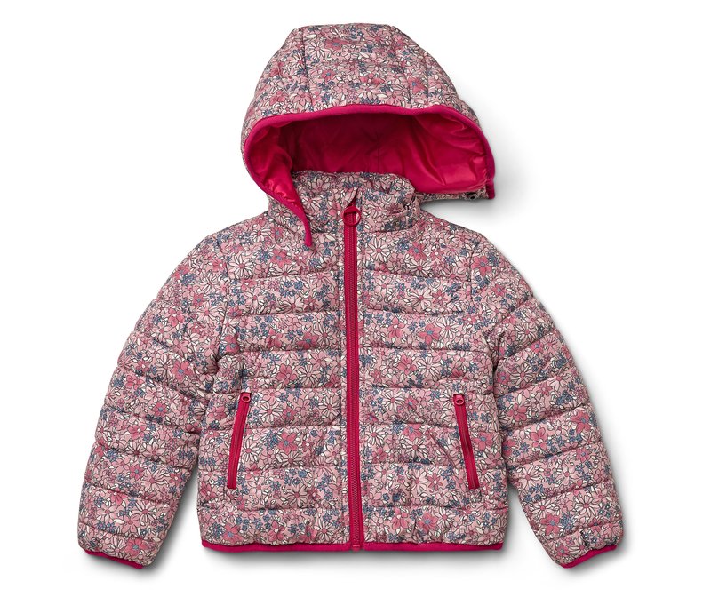 Tchibo - Kinder-Steppjacke - Gr. 122/128 - dunkelrosa/geblümt