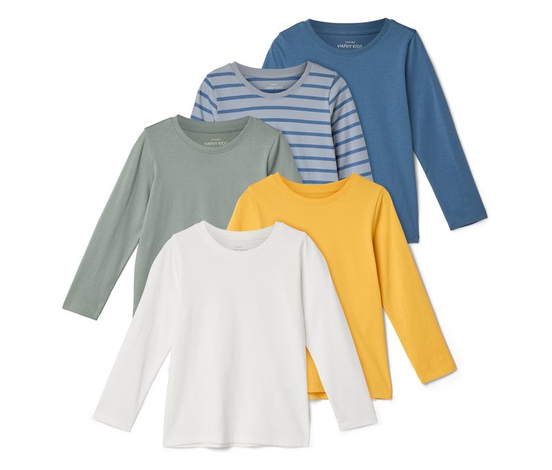 Tchibo - 5 Kinder-Langarmshirts - Gr. 98/104 - blau