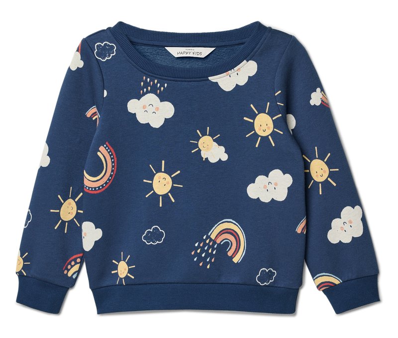 Tchibo - Kinder-Sweatshirt mit angerauter Innenseite - Gr. 98/104 - dunkelblau/print