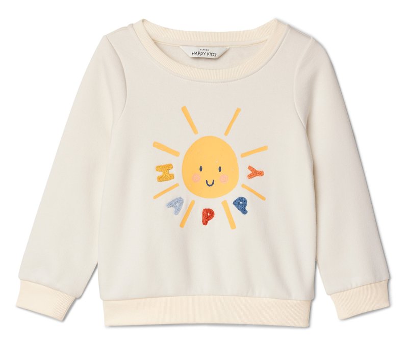 Tchibo - Kinder-Sweatshirt mit angerauter Innenseite - Gr. 98/104 - creme/print