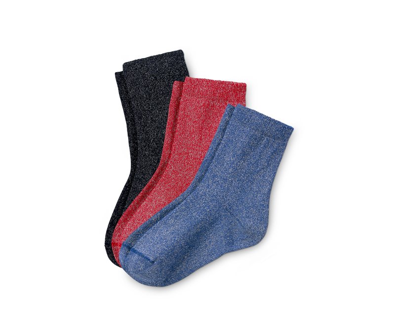 Tchibo - 3 Paar Glitzersocken - Gr. 31-34 - dunkelblau