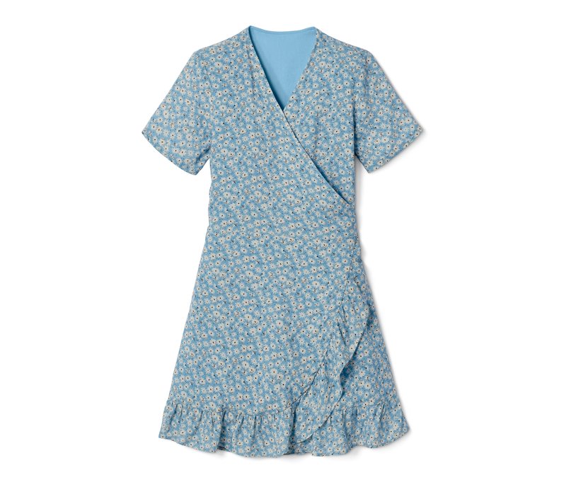 Tchibo - Wickelkleid - Gr. 170/176 - hellblau/print